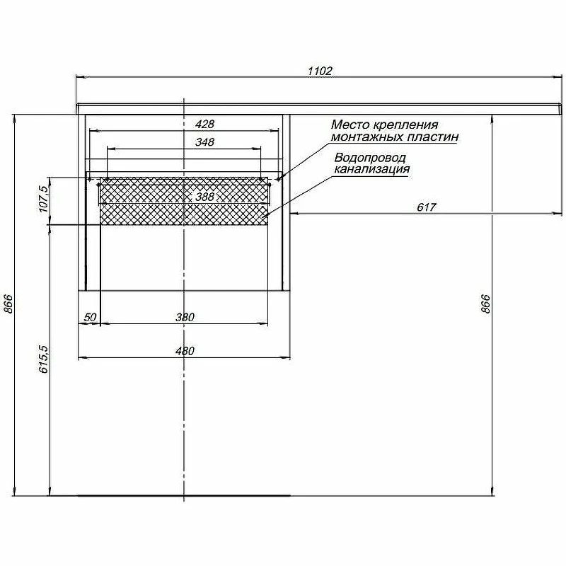 Тумба с раковиной Aquanet Токио 110 L 239208 подвесная Белая МДФ / ЛДСП