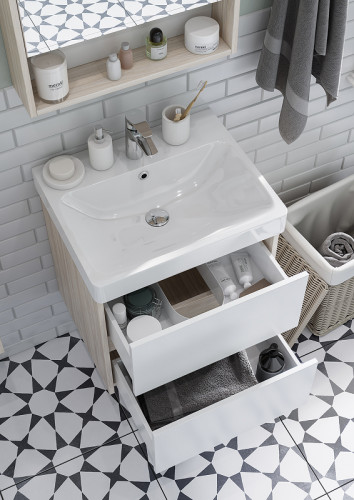 Тумба под раковину Aquaton Сканди 55 1A251701SDB20 подвесная Белый Дуб верона МДФ / ЛДСП