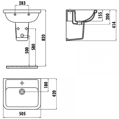 Раковина Creavit Key 50 KY050-00CB00E-0000 Белая фарфор подвесная