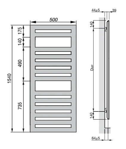 Водяной полотенцесушитель Zehnder Metropolitan Spa MET-150-050 Белый