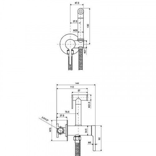 Гигиенический душ со смесителем Excellent Pi Arex AREX.1204CR Хром латунь на стену
