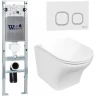 Комплект унитаза с инсталляцией WeltWasser AMBERG 350 ST + ODENBACH 004 GL-WT + AMBERG RD-WT 10000006566 цвет Белый глянцевый с сиденьем Микролифт и клавишей смыва цвет Белый