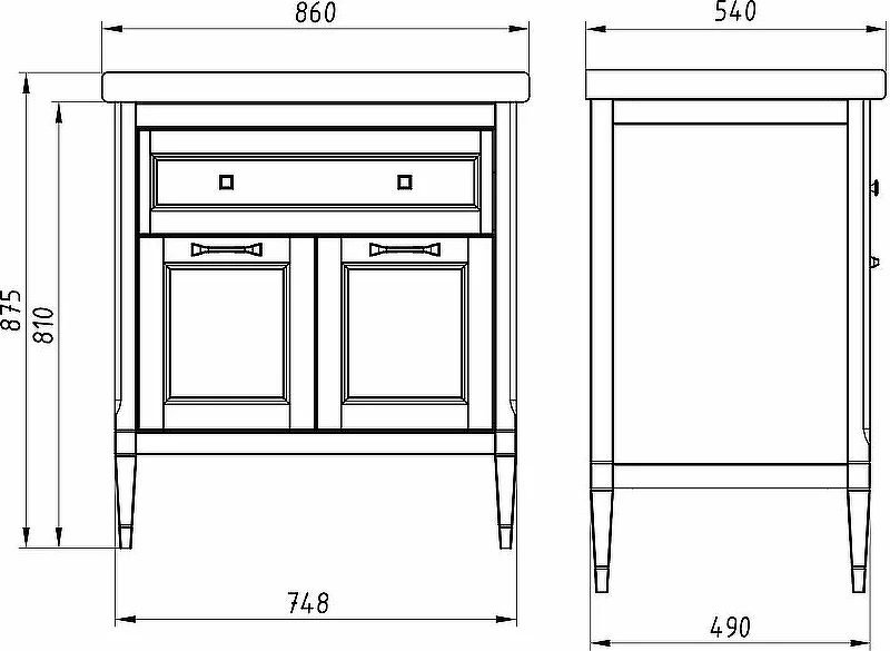 Комплект мебели для ванной ASB-Woodline Гранда 85 Антикварный орех массив дерева