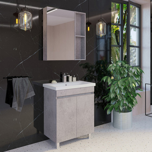 Зеркальный шкаф Comforty Осло 60 00-00006490 Бетон светлый МДФ / ЛДСП, стекло