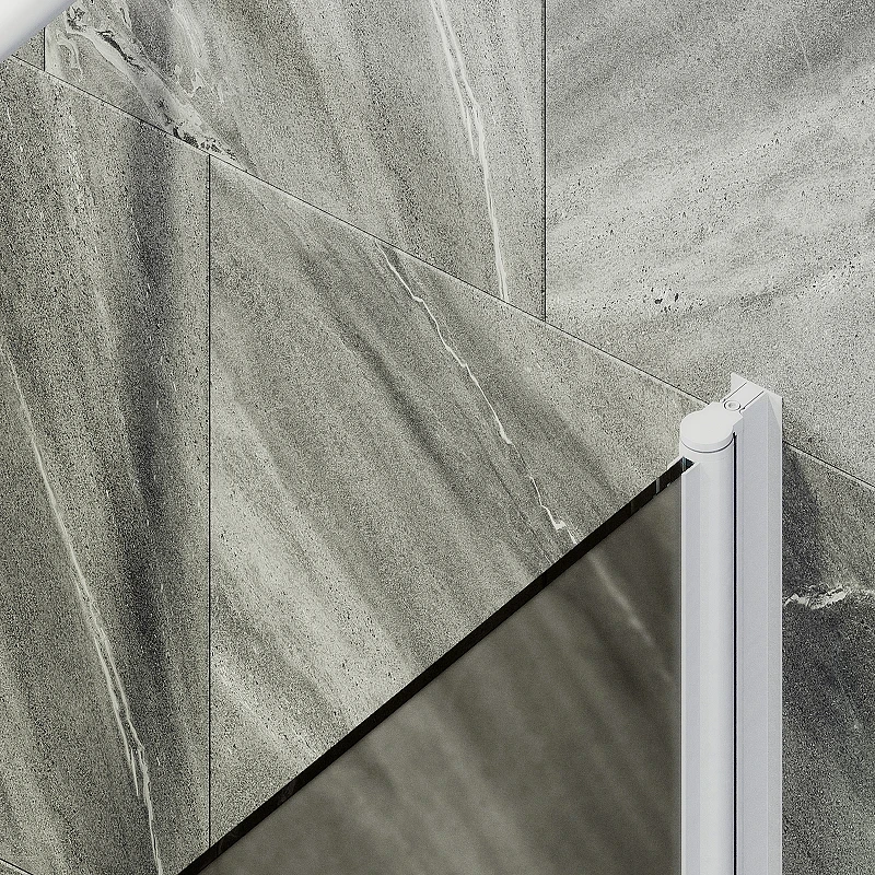 Шторка на ванну Maybah Glass MGV-625-1 800x1400 поворотная на монопетле Белый стекло бронзовое матовое