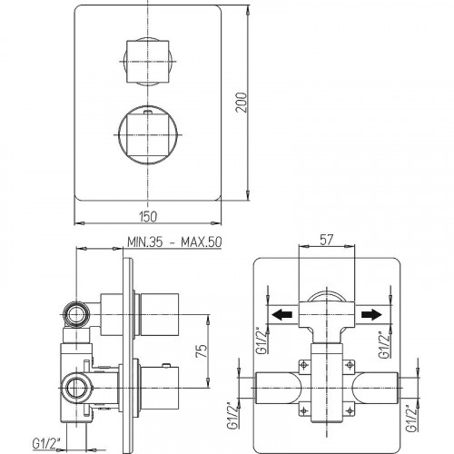 Смеситель для душа Paini Dax-R 84PZ691TH Черный матовый