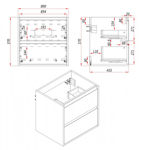 Тумба под раковину ЗОВ Парма 90 P90AT подвесная цвет Древесина Аттик