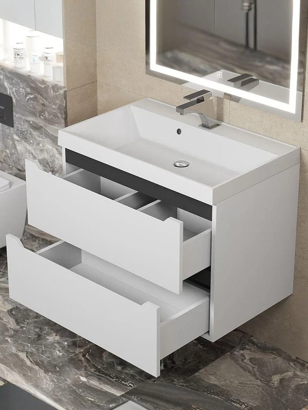 Тумба под раковину Uperwood Tanos 70 2930205141 подвесная цвет Белый матовый Графит матовый
