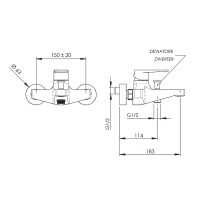 Смеситель для ванны Remer Dream D05 Хром латунь на стену