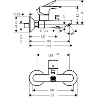 Смеситель для ванны Hansgrohe Talis E 71740140 Шлифованная бронза латунь на стену