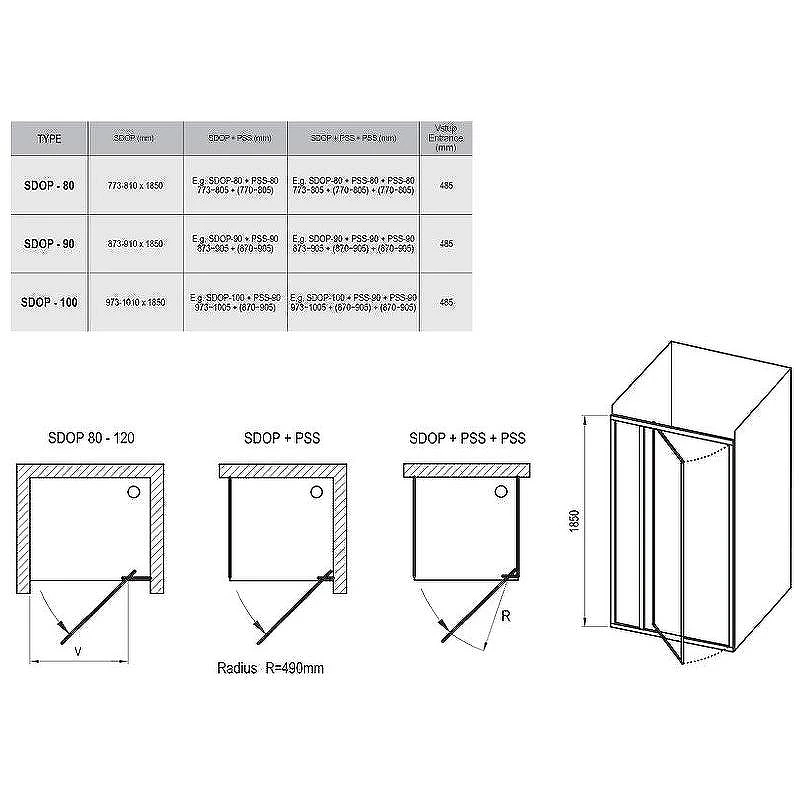 Душевая дверь Ravak Supernova SDOP-90 03V70100Z1 профиль Белый стекло Transparent