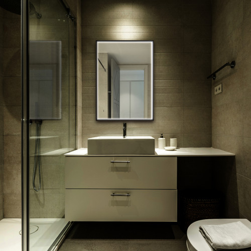 Зеркало Abber See 65 AG6110SC-0.65 с подсветкой Черное с бесконтактным выключателем и диммером стекло