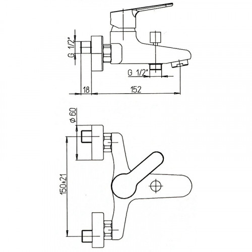Смеситель для ванны Paini Bios U 059CR111LMKM Хром