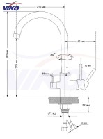 Смеситель для кухни Viko V-5164 Бронза латунь