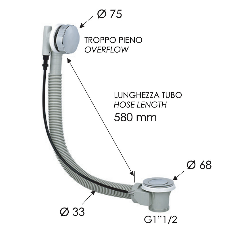 Слив-перелив Remer 96PDO полуавтомат цвет Золото глянцевое