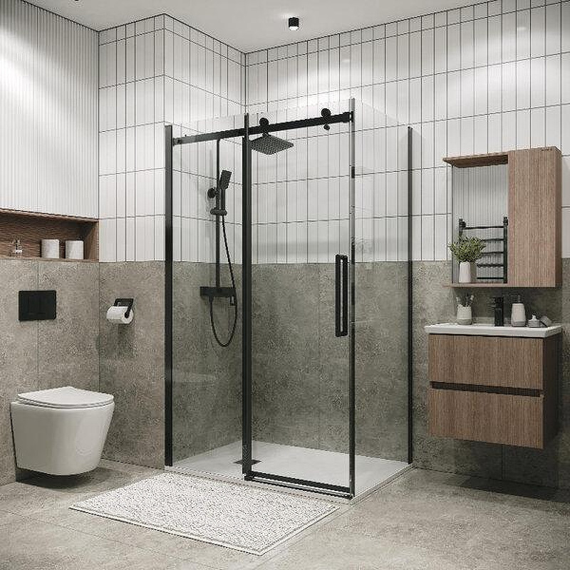 Душевой уголок Grossman Classic 140x80 120.K33.04.1480.42.00 профиль Графит сатин стекло прозрачное