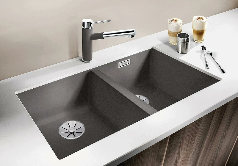 Кухонная мойка Blanco Subline 350/350-U 523583 Кофе искусственный камень (литьевой мрамор) встраиваемый