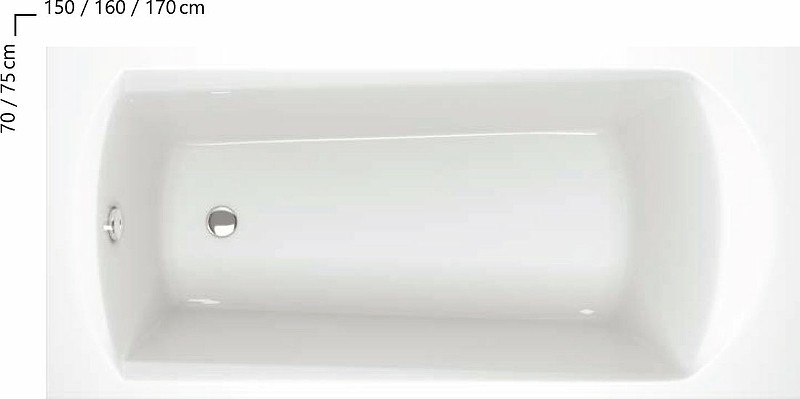 Акриловая ванна Ravak Domino 160x70 C621000000 без гидромассажа
