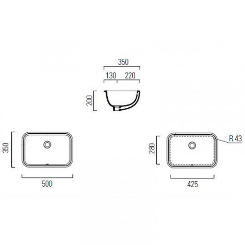 Раковина GSI Pura 50 724711 Белый фаянс встраиваемый