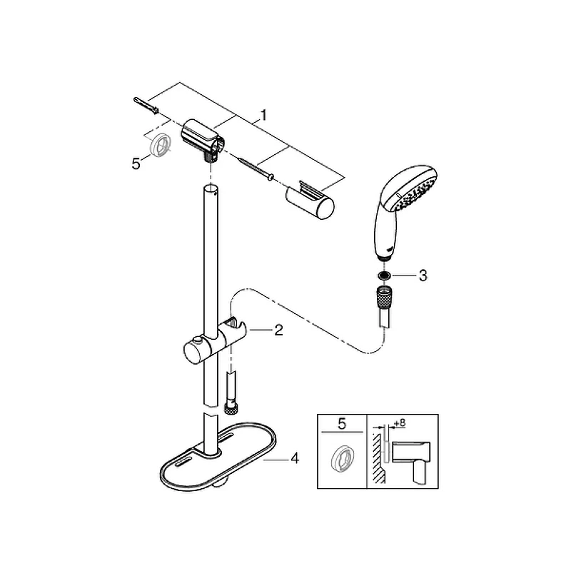 Душевой гарнитур Grohe Tempesta New 27927001 Хром латунь на стену