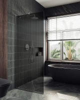 Душевая перегородка Maybah Glass MGD-698-5у 790x1950 в узком профиле Хром матовый стекло графитовое