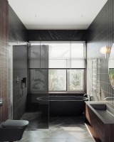 Душевая перегородка Maybah Glass MGD-698-5у 790x1950 в узком профиле Хром матовый стекло графитовое