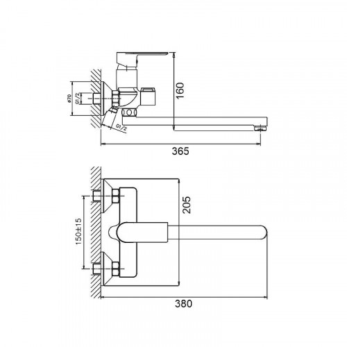 Смеситель для ванны Belz B22678 универсальный цвет Хром