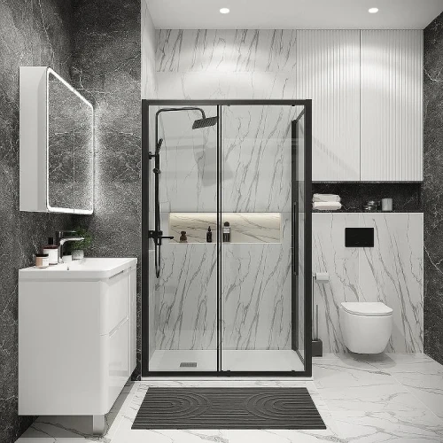 Душевой уголок Grossman Cosmo 140х80 120.K33.02.1480.21.00 профиль Черный матовый стекло прозрачное