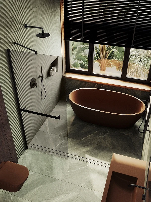 Душевая перегородка Maybah Glass MGD-733-6ш 890x1950 в широком профиле Черный стекло бронзовое