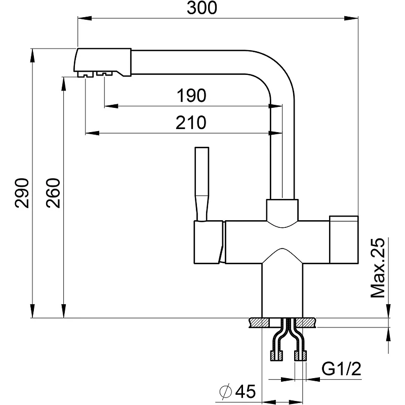 Смеситель для кухни Point PN3104B Черный Хром латунь