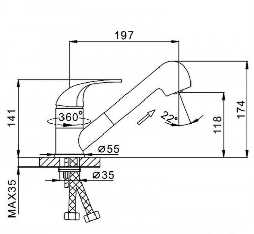Смеситель для кухни Frap H02 F6002-B Хром