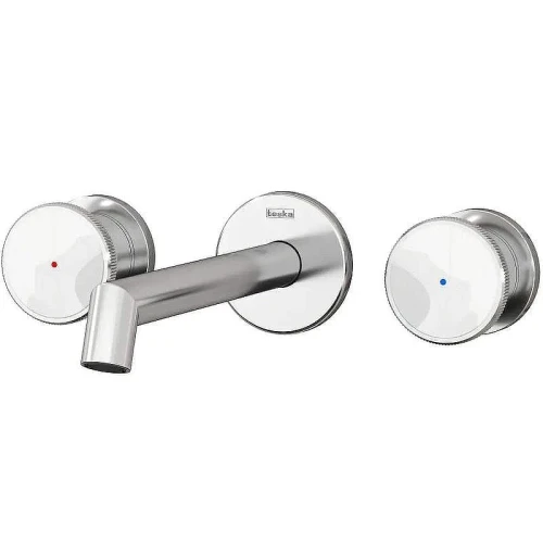 Смеситель для раковины Teska Grande Shine E5320 Хром Белое стекло