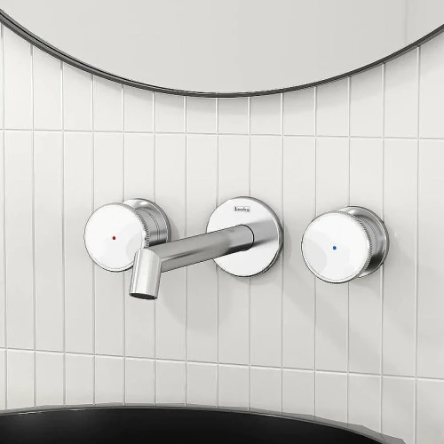 Смеситель для раковины Teska Grande Shine E5320 Хром Белое стекло