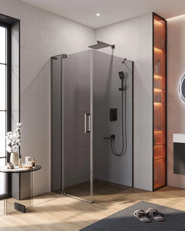 Душевой уголок Cezares Slider 90x90 SLIDER-AH-1-90-80/90-GRIGIO-GM профиль цвет Оружейная сталь стекло серое