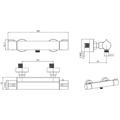 Смеситель для душа Aquatek AQ1063CR с термостатом Хром латунь на стену