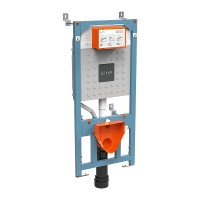 Комплект унитаза с инсталляцией Vitra Sento Rim-Ex 9830B003-7207 с сиденьем Микролифт и клавишей смыва Хром матовый фарфор подвесной
