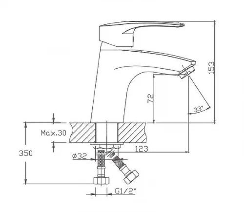 Смеситель для раковины Cron CN1066 Хром