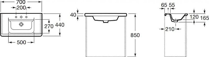 Мебельная раковина Roca The Gap Unik 70 7327471000 цвет Белый