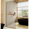 Душевая перегородка Maybah Glass MGD-1460-3у 990х1950 в узком профиле с полотенцедержателем Золото стекло бронзовое матовое