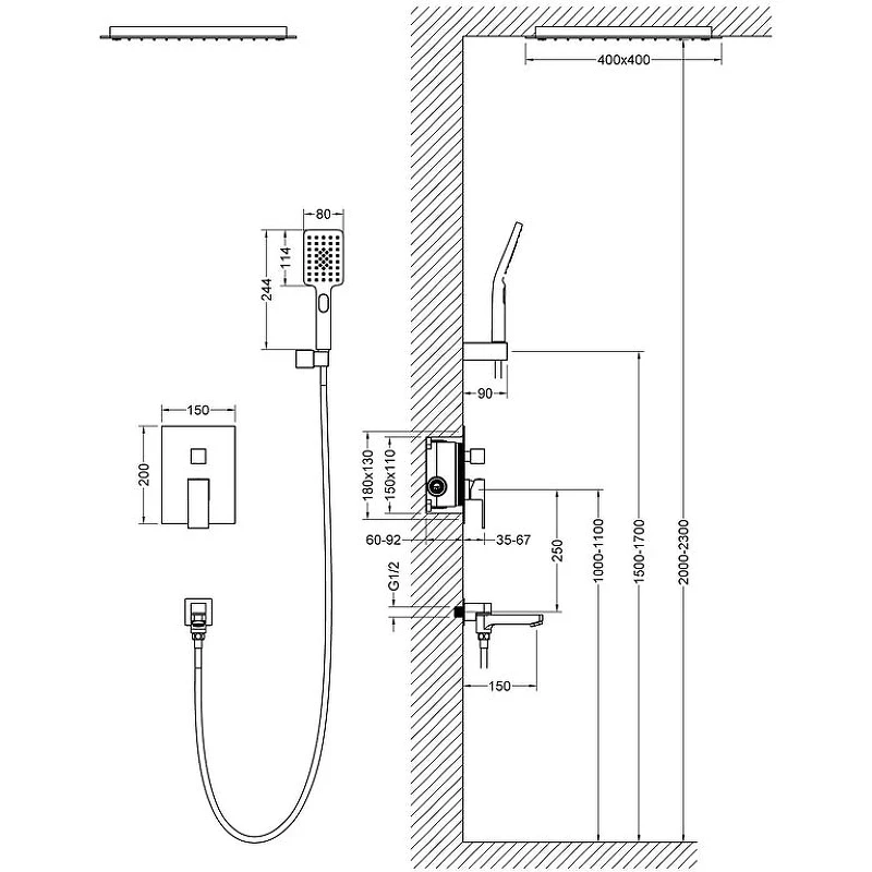 Душевая система Timo Selene SX-2039/00SM Хром латунь встраиваемый