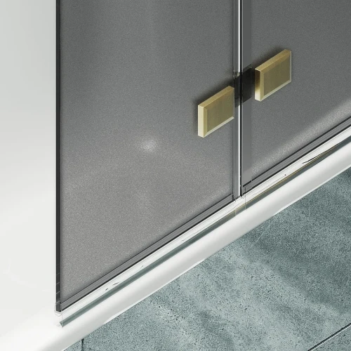 Шторка для ванны Maybah Glass MGV-582-3 750х1400 складная 3 секции Золото стекло графитовое матовое