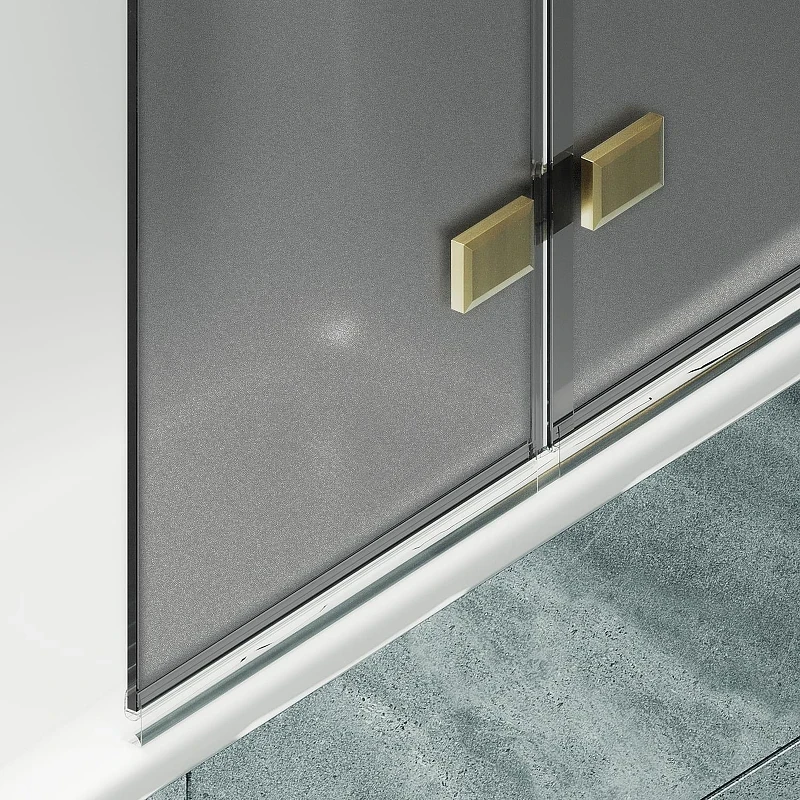 Шторка для ванны Maybah Glass MGV-582-3 750х1400 складная 3 секции Золото стекло графитовое матовое