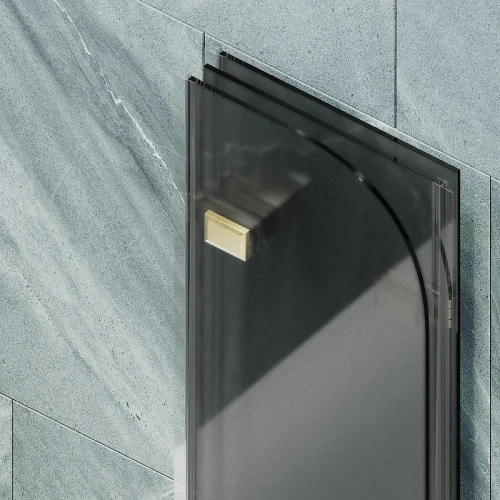 Шторка для ванны Maybah Glass MGV-582-3 750х1400 складная 3 секции Золото стекло графитовое матовое