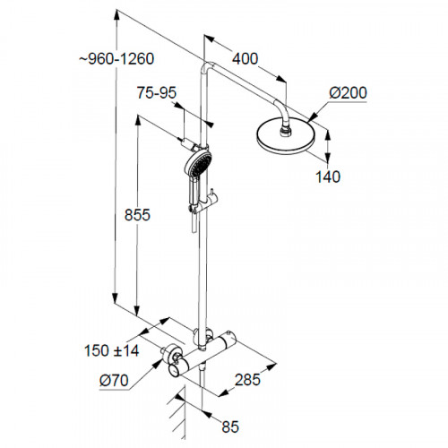 Душевая система Kludi Dive Dual Shower System 6807905-00 с термостатом Хром латунь на стену