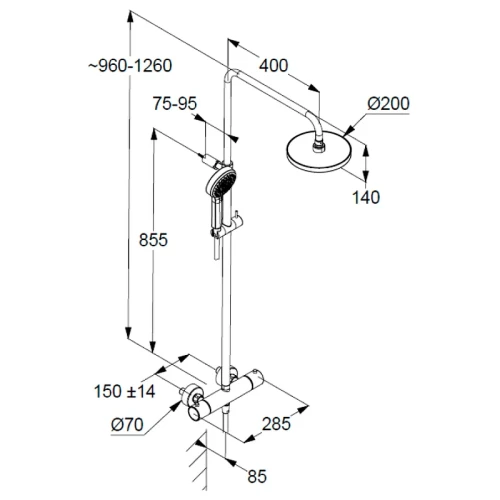 Душевая система Kludi Dive Dual Shower System 6807905-00 с термостатом Хром латунь на стену