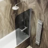Шторка для ванны Maybah Glass MGV-780-5 600х1400 поворотная на монопетле с полотенцедержателем Хром матовый стекло графитовое матовое