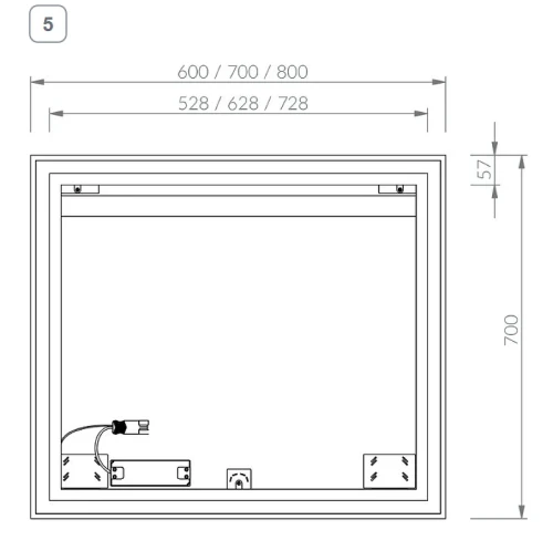 Зеркало Ravak Oblong 70 X000001563 с подсветкой квадратное стекло