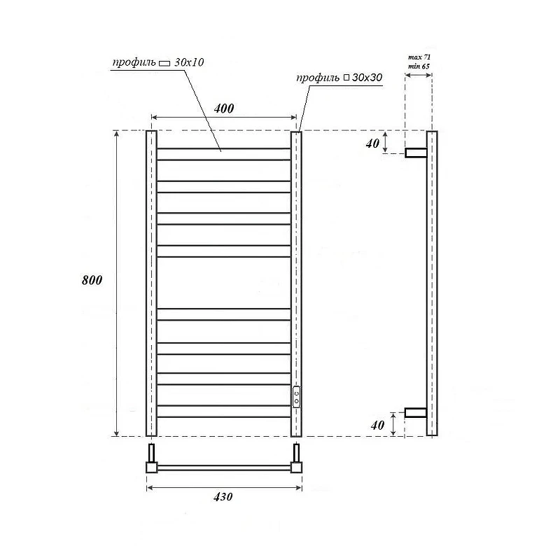 Электрический полотенцесушитель APEXTERMO Terra 800x400 TR00184BM цвет Черный матовый