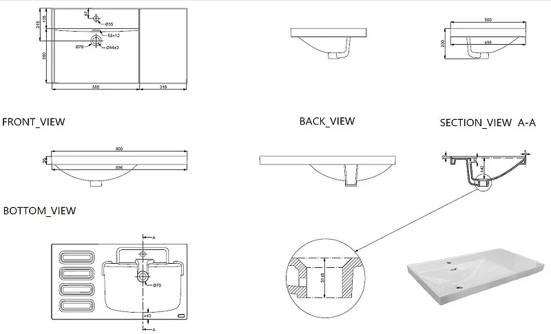 Мебельная раковина Aquanet Side 90 L 347438 цвет Белый
