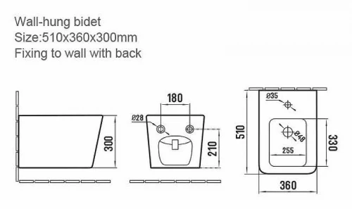Биде Boheme Zen 967-BIDET-B подвесное цвет Черный матовый